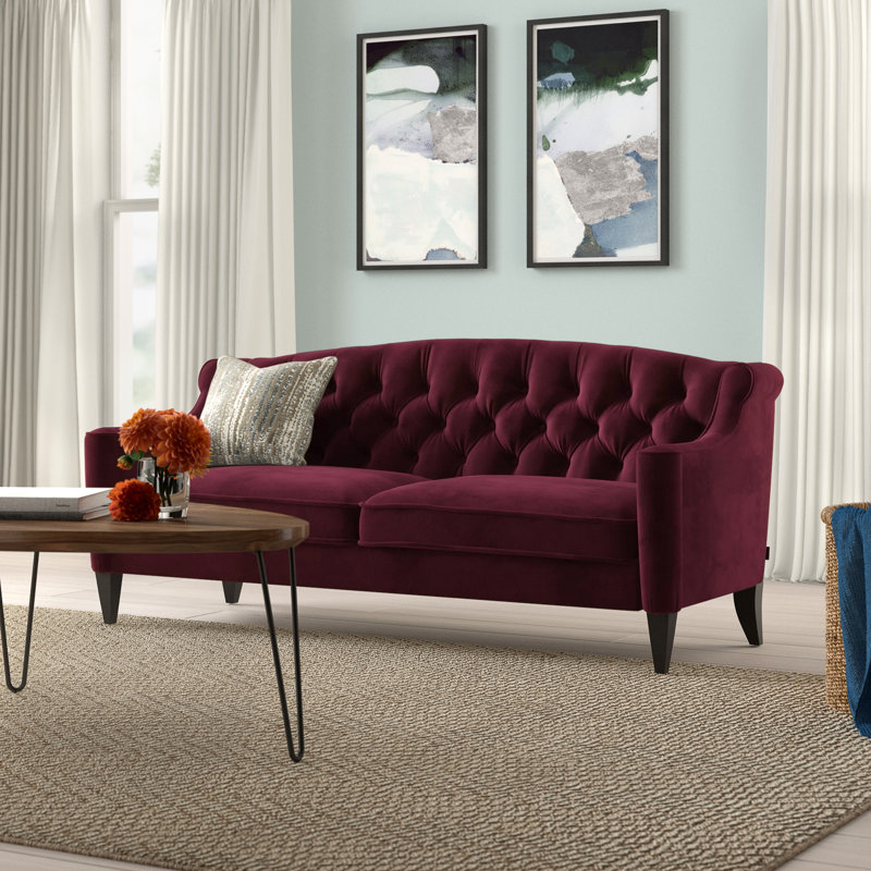Pamelia Velvet 75" Recessed Arm Sofa & Reviews